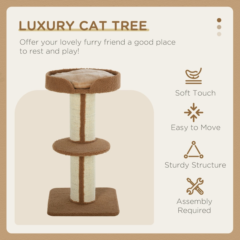 image 1 of PawHut 91cm Scratching Posts Cat Tree Activity Centre for Indoor Cats Brown