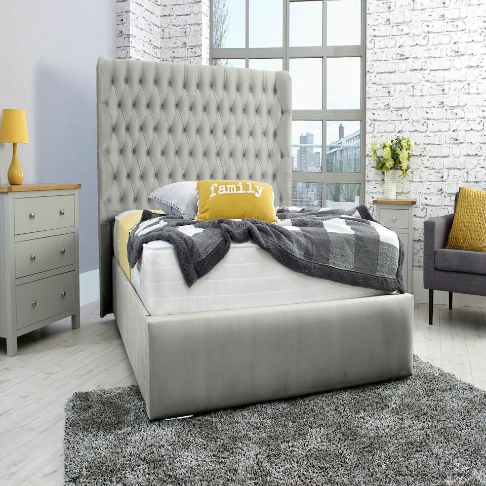 image 1 of Terra Plush Single Bed Frame - Silver