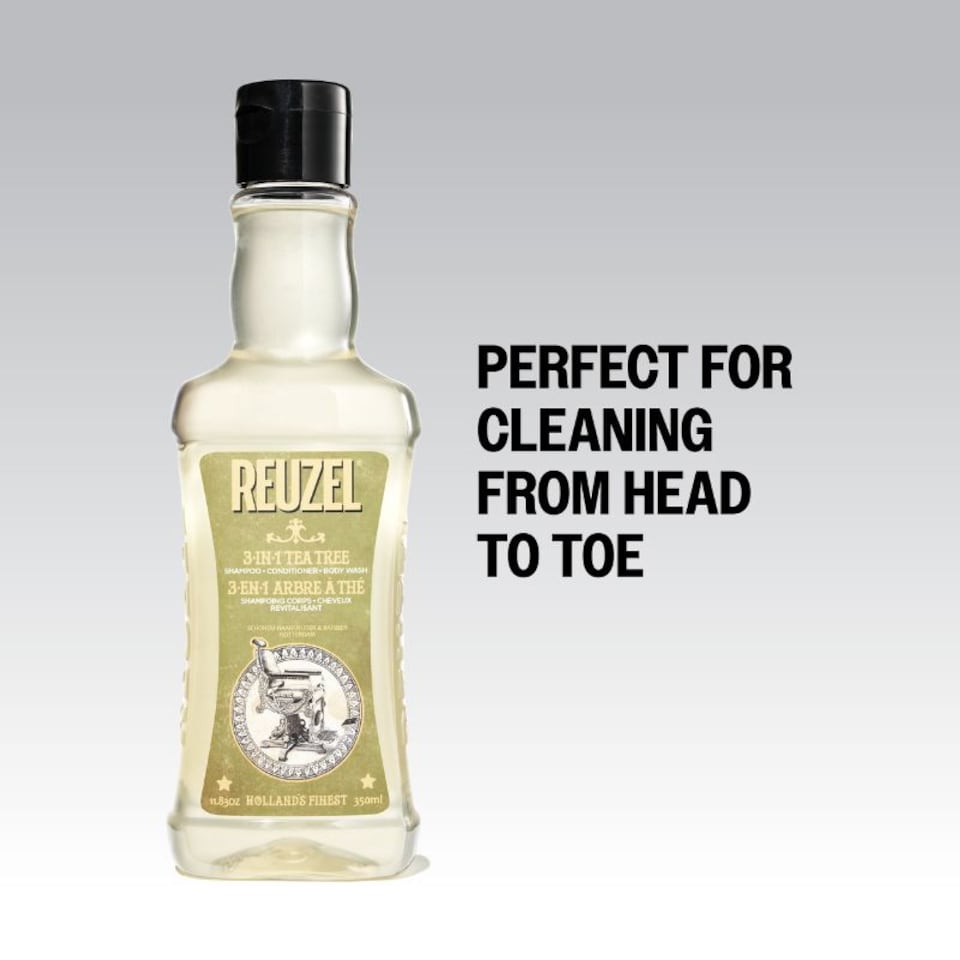 image 1 of Reuzel 3In1 Tea Tree Shampoo Cleanses Hair and Body Soothes and Moisturizes Your Skin and Is Ideal for Overall Scalp Care Rinses Clean and Can Be Used Daily Vegan Formula 350 ml