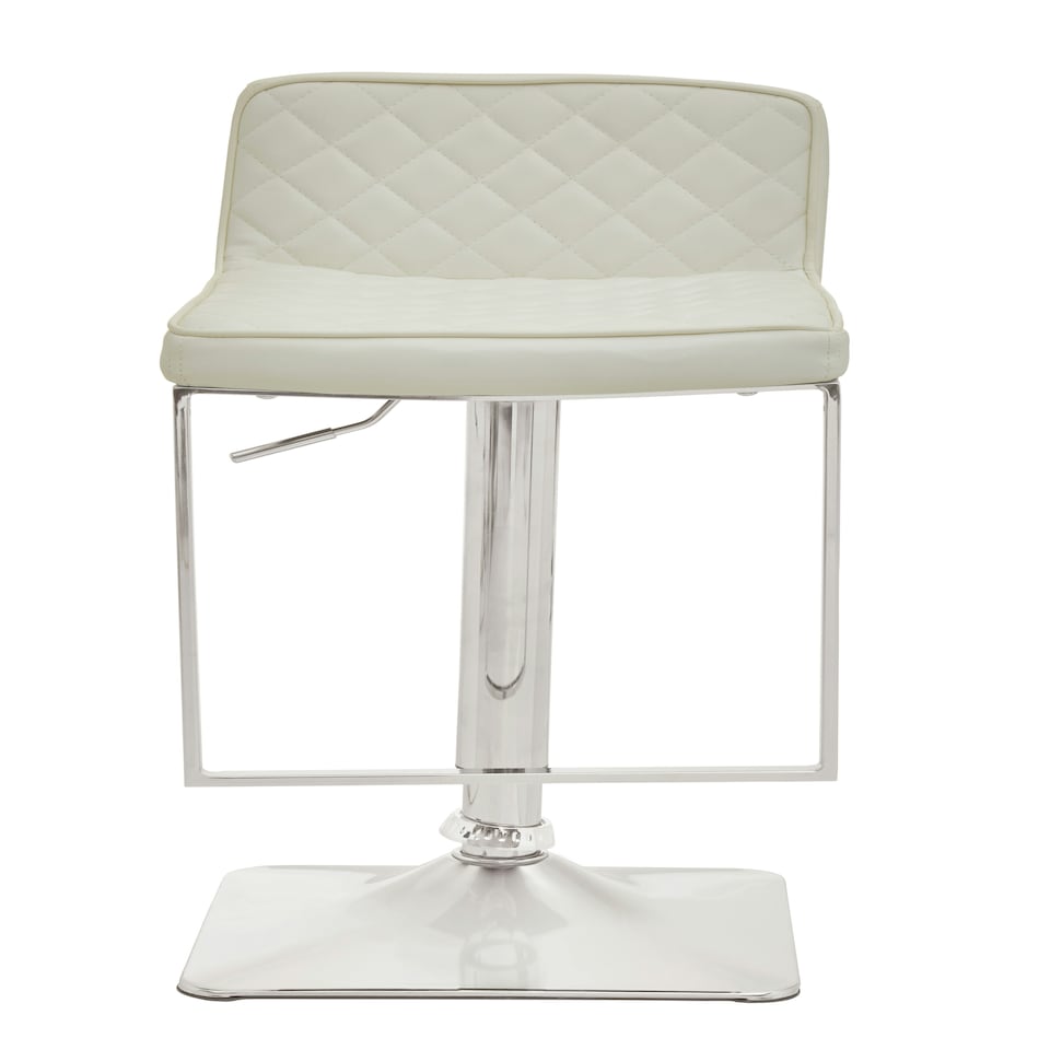 image 1 of Interiors by Premier Baina White And Chrome Bar Stool With Square Base