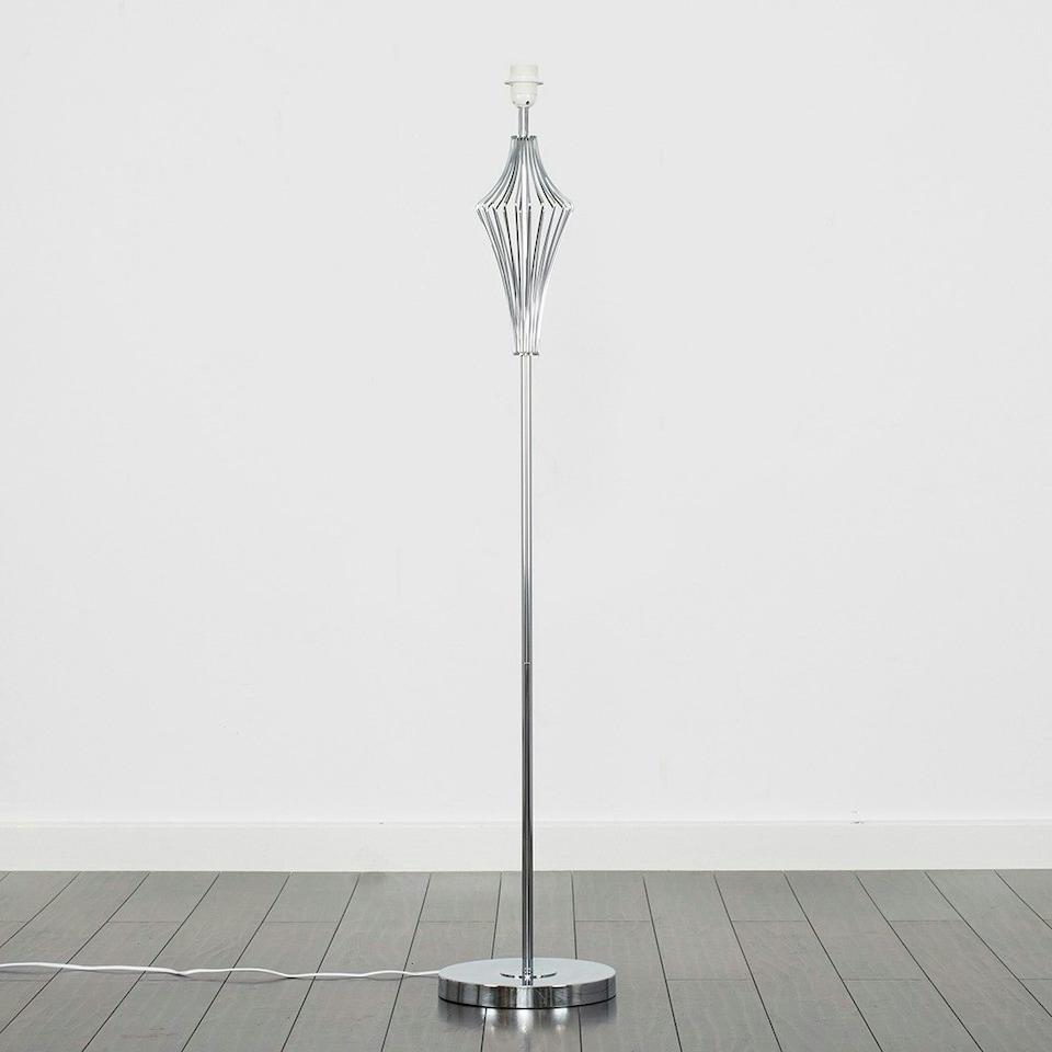 image 1 of ValueLights Modern Polished Chrome Metal Wire Geometric Diamond Design Floor Lamp Base