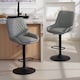 image 2 of HOMCOM Breakfast Bar Stools Set of 2 with 51x40cm Wide Seat, Height Adjustable Kitchen Counter Chairs, Retro Swivel Upholstered Barstools with Back, Footrest and Steel Base, Light Grey | Grey | Light Grey