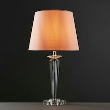 ValueLights Modern Clear Genuine K9 Crystal Base Table Lamp With Pink Shade