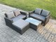 image 1 of Fimous Wicker Rattan Garden Furniture Sofa Set with Rectangular Coffee Table Double Seat Sofa Big Footstool 5 Seater Outdoor Rattan Set Dark Grey Mixed