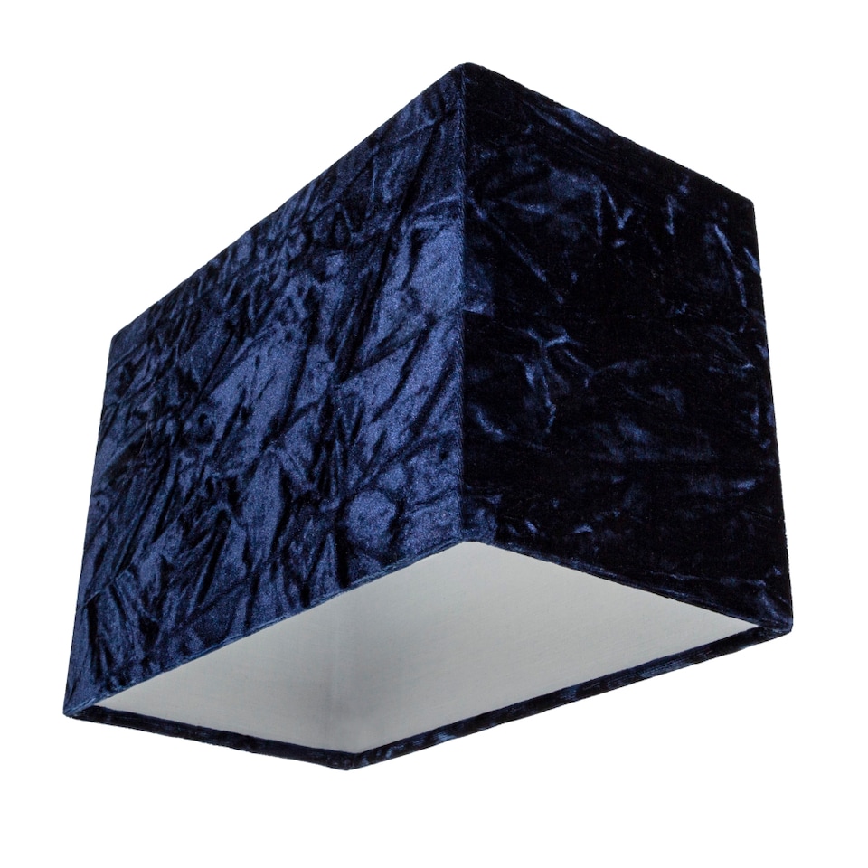 image 1 of Contemporary Designer Midnight Blue Crushed Velvet Fabric Rectangular Lamp Shade | Blue | 12"