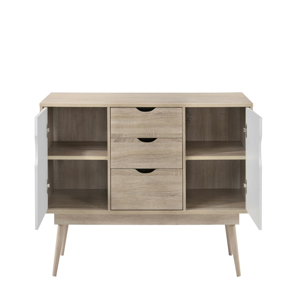 image 1 of Alford Sideboard with 2 Doors & 3 Drawers White & Oak
