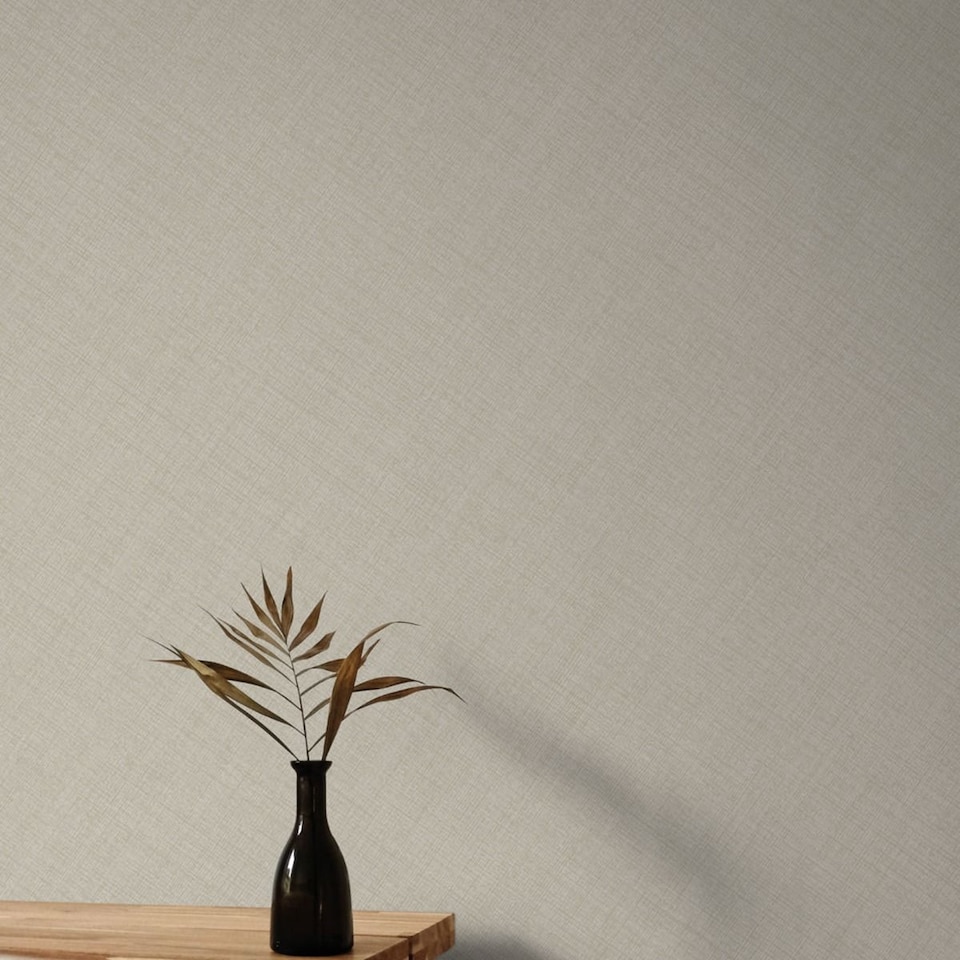 image 1 of Grandeco Little Dreamers Plain Linen Textured Wallpaper | Multi | Natural | 1
