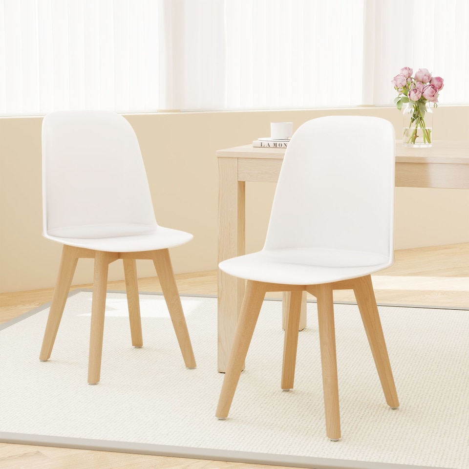 image 1 of COSTWAY Modern Dining Chairs Set of 2 Armless Kitchen Chairs-White
