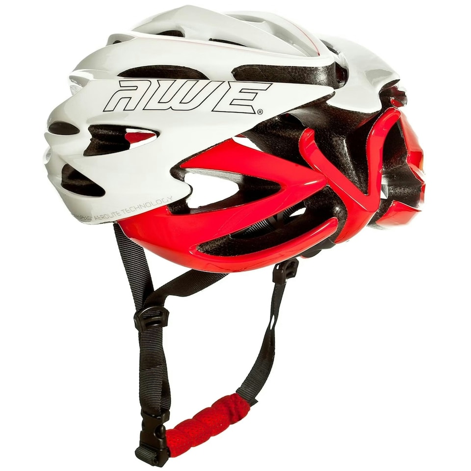 image 1 of AWE AweSpeed In Mould Adult Road Bike Helmet Large 58-61cm White/Red Crash Guarantee* | White | Red