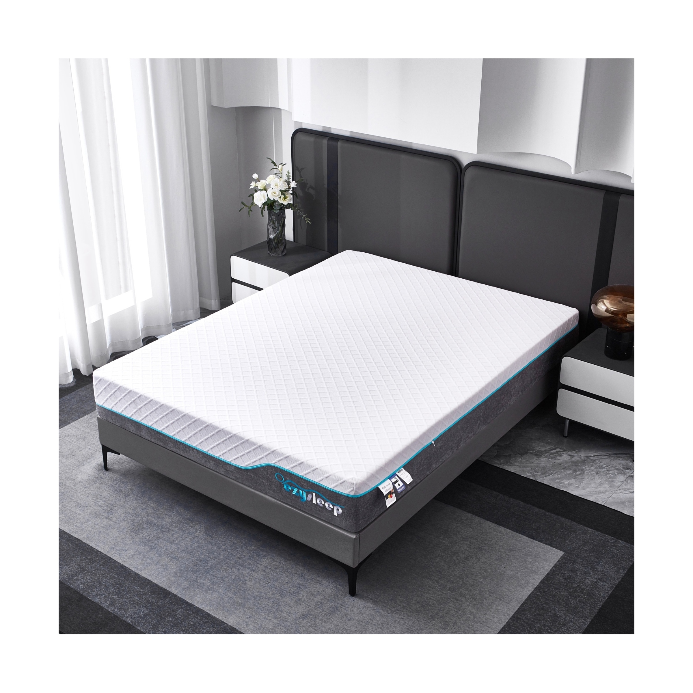 24 cm Astra Foam Hybrid Cooling Mattress Medium Support | White | Double