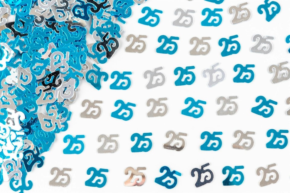 image 1 of 25th Birthday Confetti Blue & Silver 2 pack x 14 grams birthday decoration Foil Metallic 2 pack