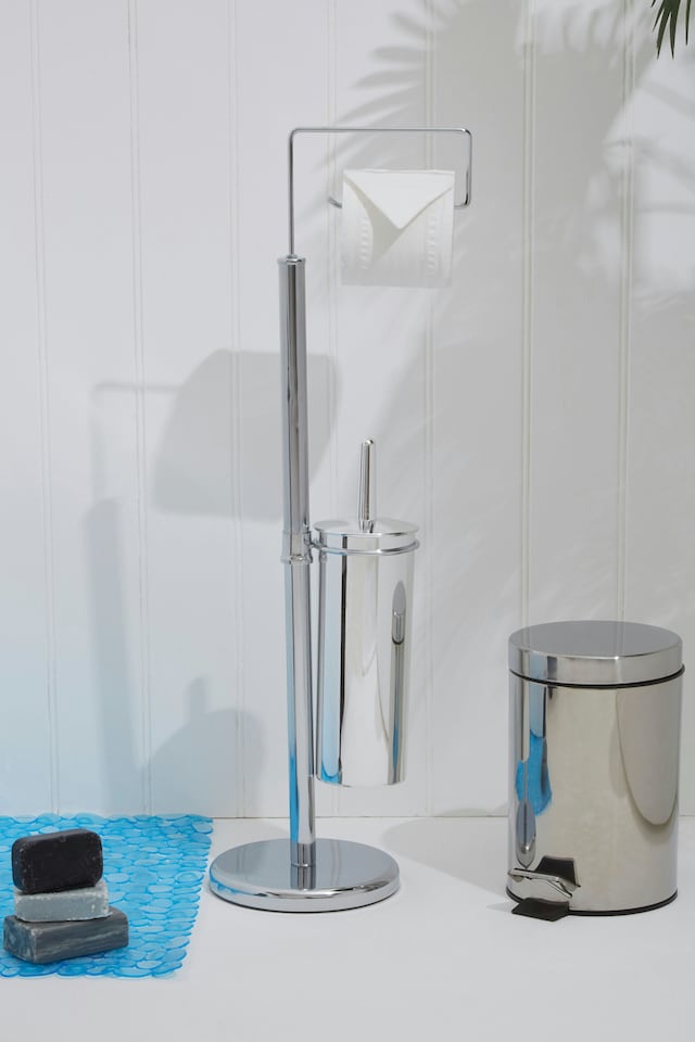 image 1 of Interiors By Premier Chrome Toilet Brush & Roll Holder,Freestanding Toilet Roll Holder With Brush,Toilet Brush & Roll Stand