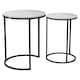 image 1 of 2Pc Round Nesting Stackable Sofa Side Bedside End Table Set Wood Top Metal Legs | Multi | White Ash Top with Black Legs