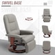 image 6 of HOMCOM 360 Swivel Recliner Chair with Footstool, Manual Recliner Armchair with Wooden Base, PU Leather Upholstered Reclining Chair for Living Room, Bedroom, Office, Grey
