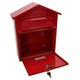image 4 of Letter Post Mail Box Metal Red Wall Door Gate Fence Garden House Lockable Red