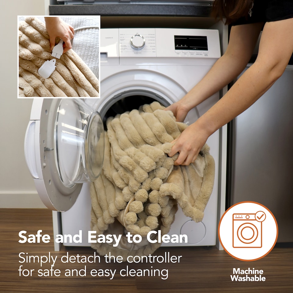 image 1 of Igenix Luxury Heated Throw 160 x 130 cm, 120W, Polyester, 1-9hr Timer, Machine Washable, Latte