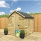 image 1 of 11 x 8 Windowless Pressure Treated Tongue And Groove Single Door Apex Shed + Low Eaves (11' x 8') / (11ft x 8ft) (11x8)