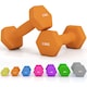 image 1 of SPORTNOW Set of 2 Hexagonal Dumbbells Weights Pair, 2 x 1.5kg, Orange