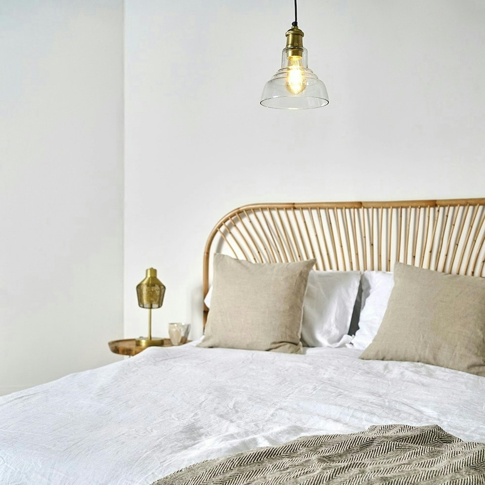 image 1 of ValueLights Aurelian Brushed Gold Pendant Light with Clear Dome Lamp Shade