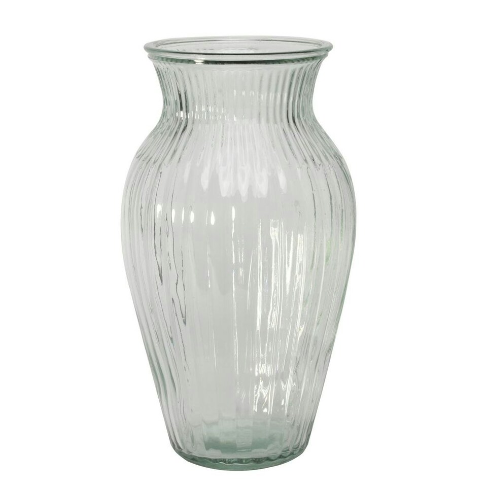 image 1 of Clear Glass Lined Pattern Flower Vase H25.5cm
