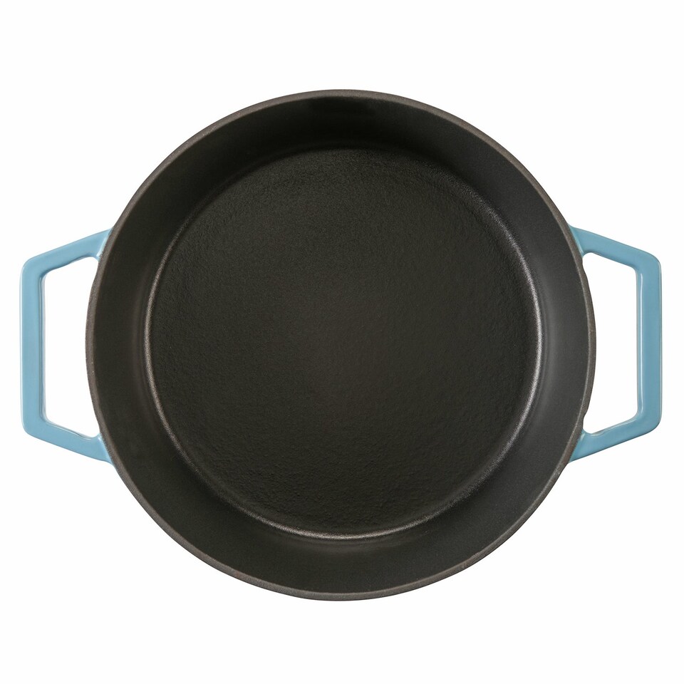 image 1 of Cooks Professional Cast Iron Casserole Dish 28cm - Ovenproof Pan with Lid | Blue | Blue