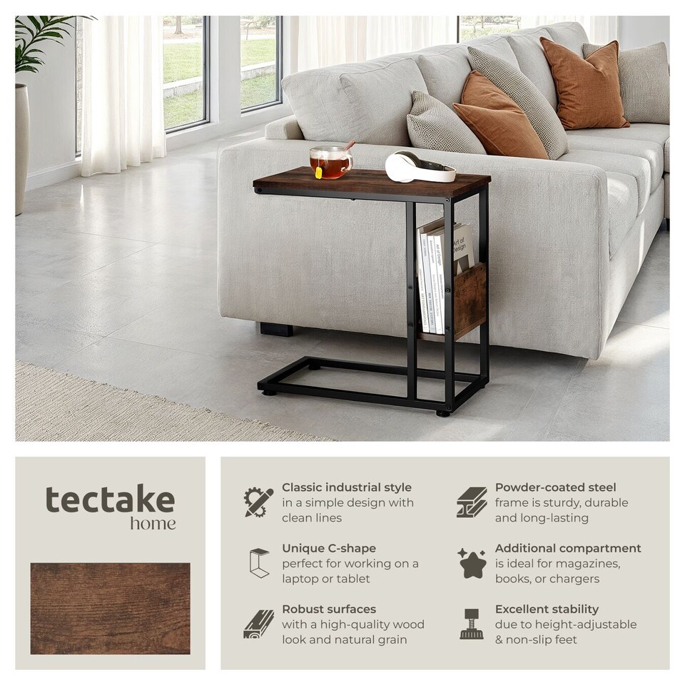 image 1 of Bedside Table Wigan - industrial style, with side compartment, 55 x 36.5 x 60 cm | Brown | Industrial wood dark, rustic | 55 x 36,50 x 60 cm | 1