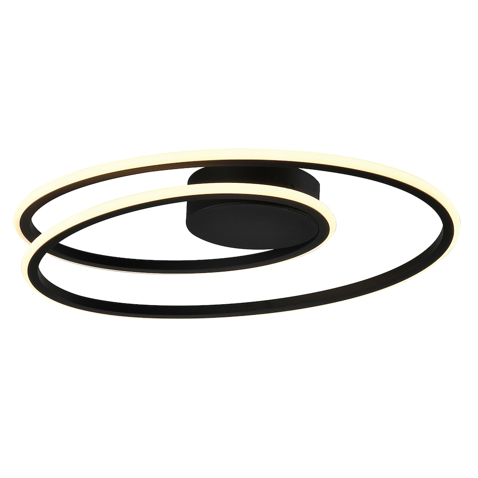 image 1 of Modern Double Swirl Strip LED Flush Ceiling Light Fitting in Sleek Matte Black | Black