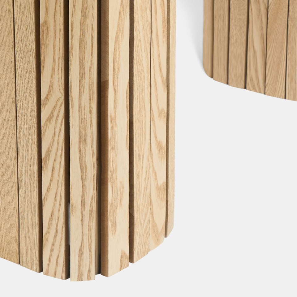 image 1 of OHS Ribbed Curved Home Furniture Living Room Decor Coffee Table Brown | Light Wood