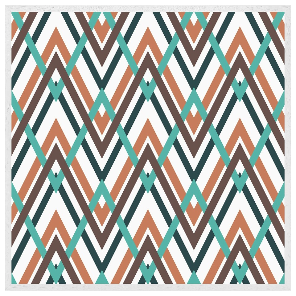 image 1 of Coloured geometric zig zag (Picture Frame) White | S