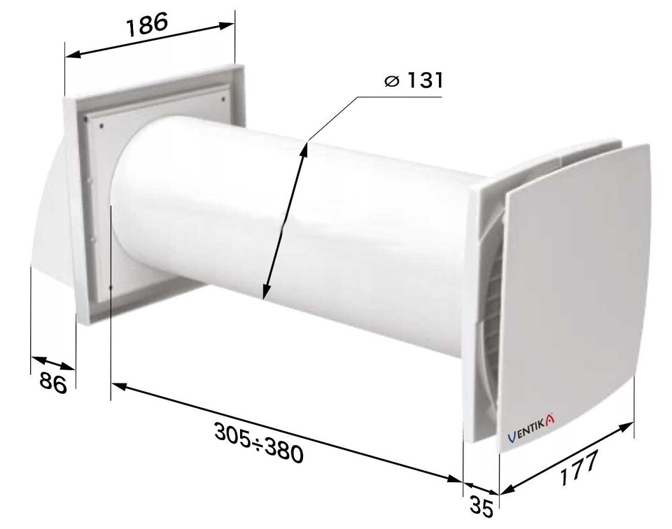 image 1 of Wall Heat Recovery Ventilator System Kit MVHR Unit 125mm Single Room