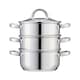 image 1 of Cooks Professional 3 Tier Stainless Steel Steamer Pan - Suitable for All Hobs | Silver | 22cm