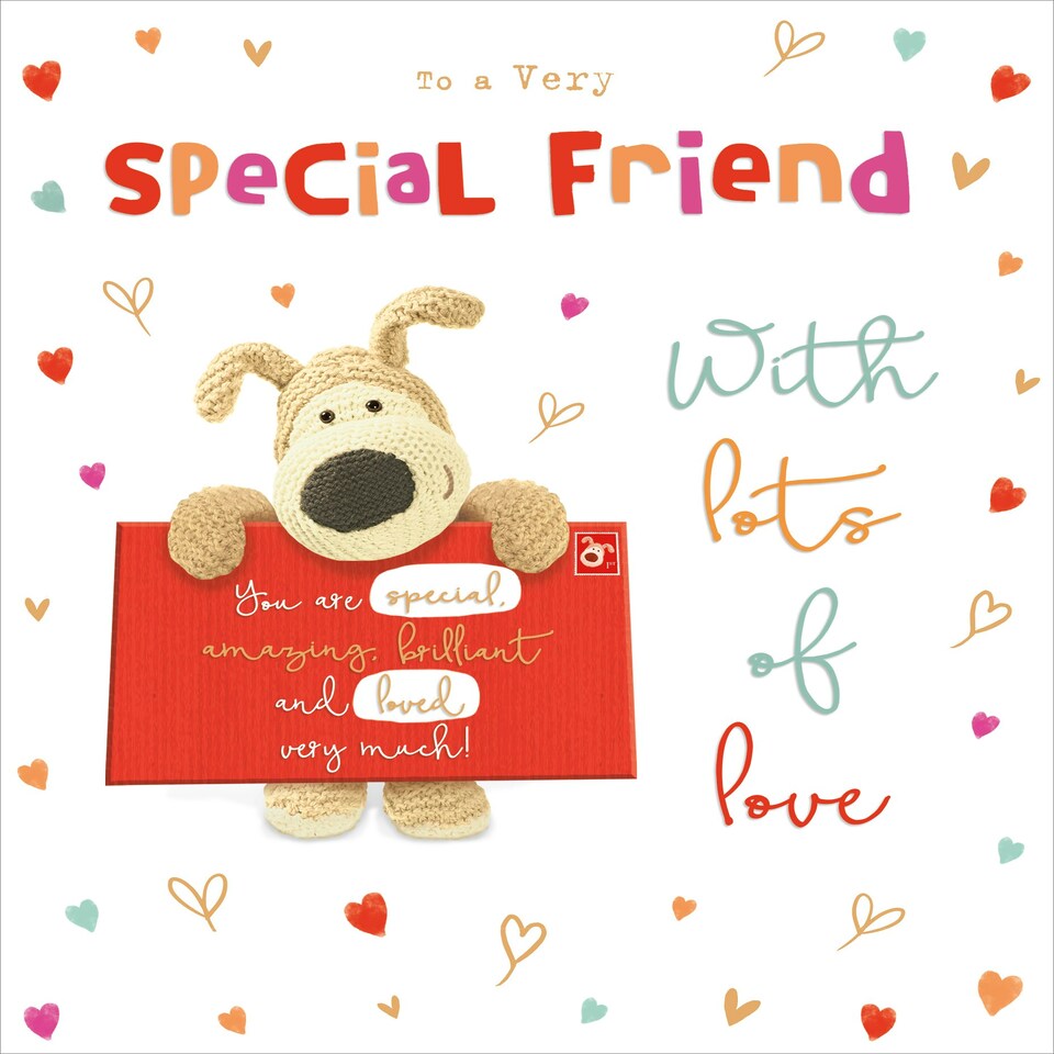 image 1 of Boofle Stood Holding An Envelope Special Friend Valentine's Day Card