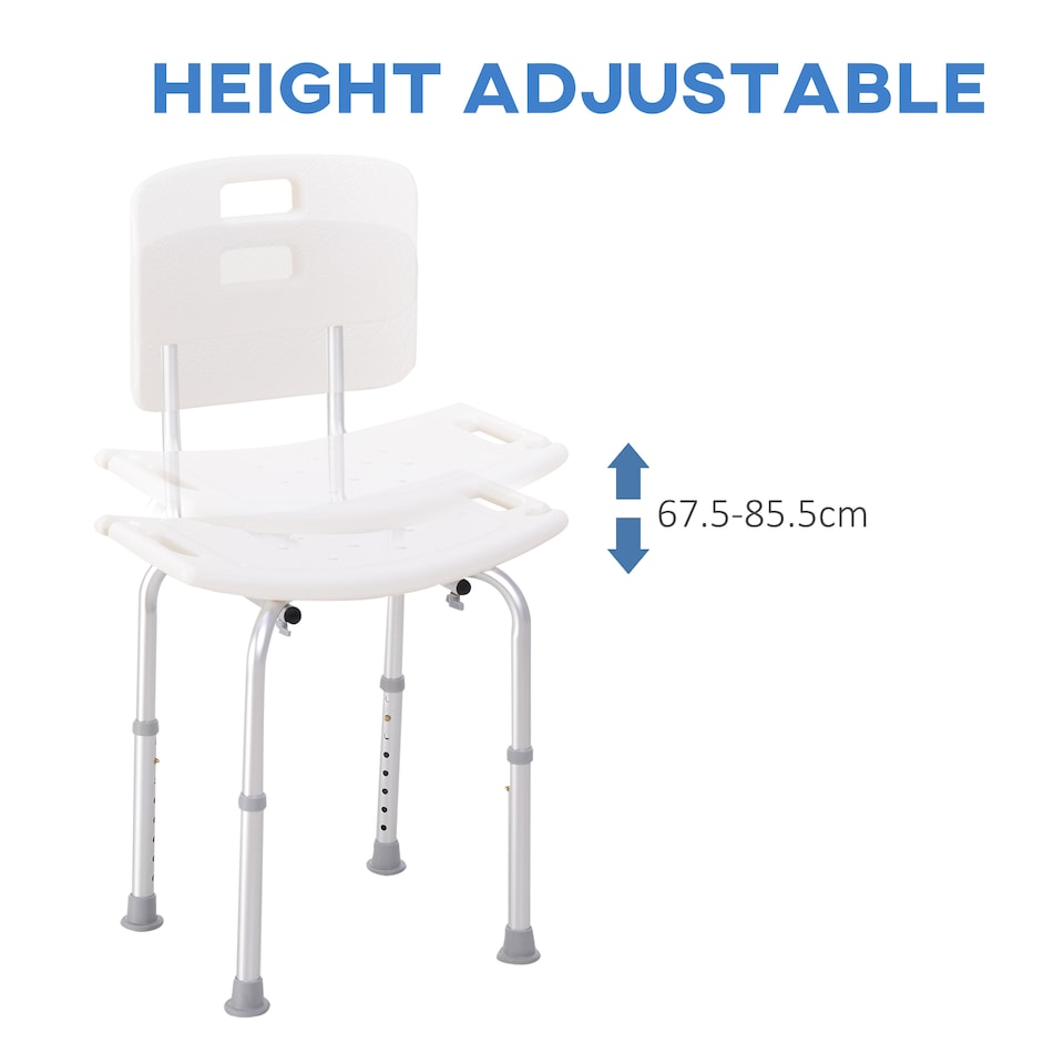 image 1 of HOMCOM Bath Chair Shower Stool Safety Seat Bathroom Adjustable Positions Elderly Aids