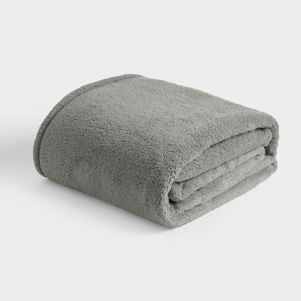 image 1 of OHS Teddy Fleece Soft Warm Plush Cosy Plain Dyed Throw Over Bed Blanket, 125x150cm (Copy) | Grey | Mid Grey