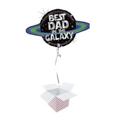 Galactic Dad Holographic Helium Foil Giant Balloon - Inflated Balloon in a Box