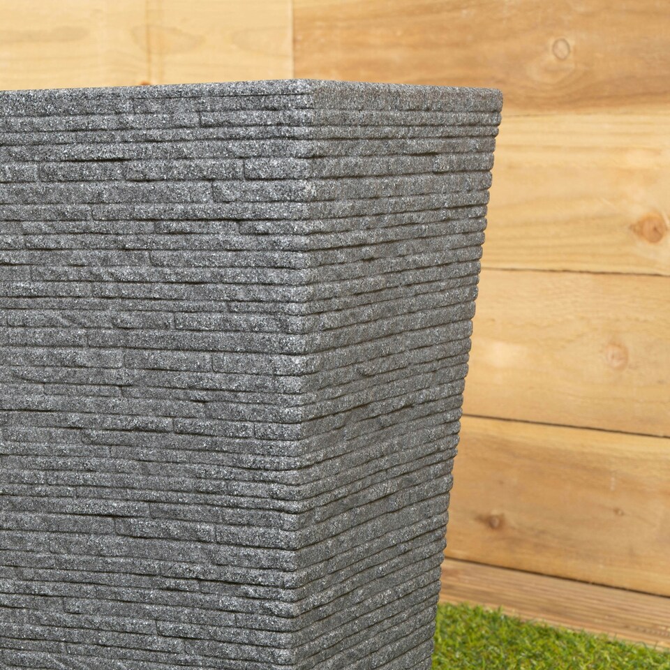 image 1 of 45cm Tall Plastic Ash Grey Slate Effect Garden Patio Trough