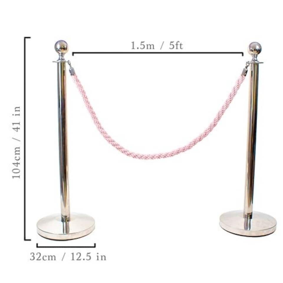 image 1 of 2 Prestige Chrome Poles With 1 Pink Braided Rope