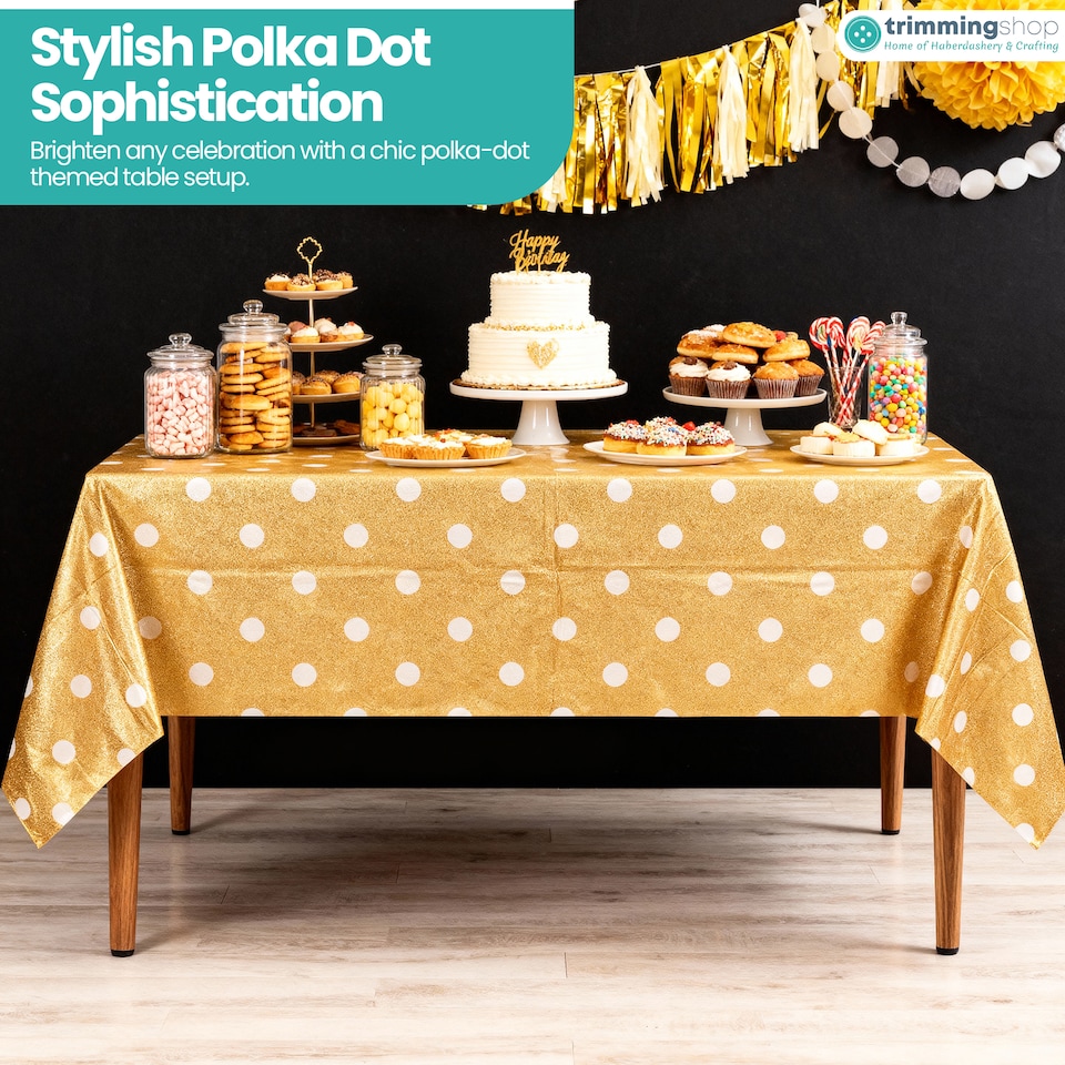 image 1 of Polka Dots Disposable Plastic Table Cover - 54" x 108"