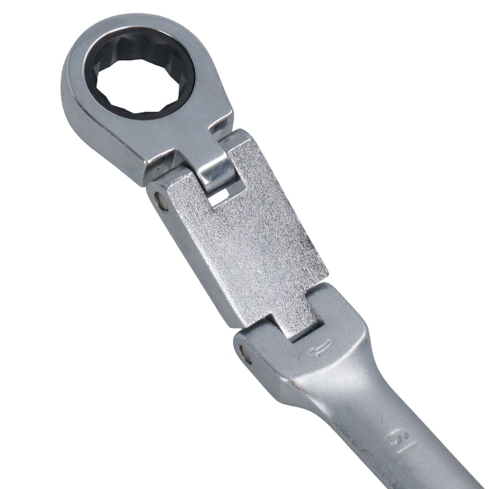 image 1 of 19mm Metric Double Jointed Flexi Ratchet Combination Spanner Wrench 72 Teeth