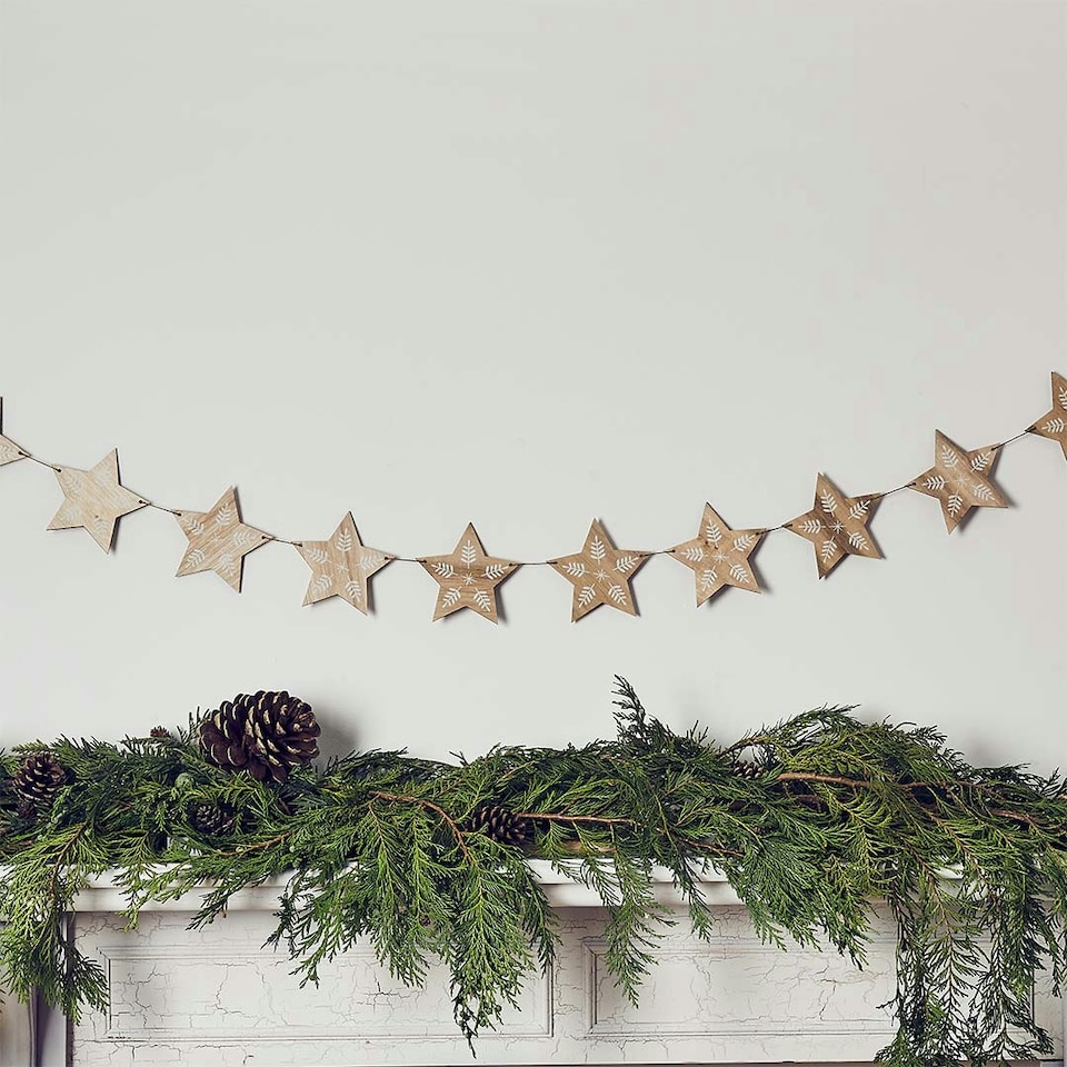 image 1 of Star Wooden Party Handing Garland 2m