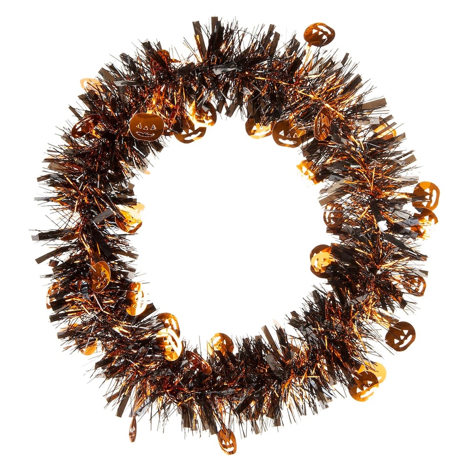 image 1 of PMS Multicoloured Halloween Tinsel Wreath, 34cm x 36cm