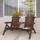 image 2 of Outsunny Wood Patio Chair Bench 2 Seats with Centre Coffee Table, Garden Bench for Lounging and Relaxing Outdoors, Carbonized
