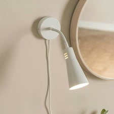 ValueLights Edwards Plug in White Flexible Gooseneck Easy Fit Adjustable Wall Light - Bulb Included
