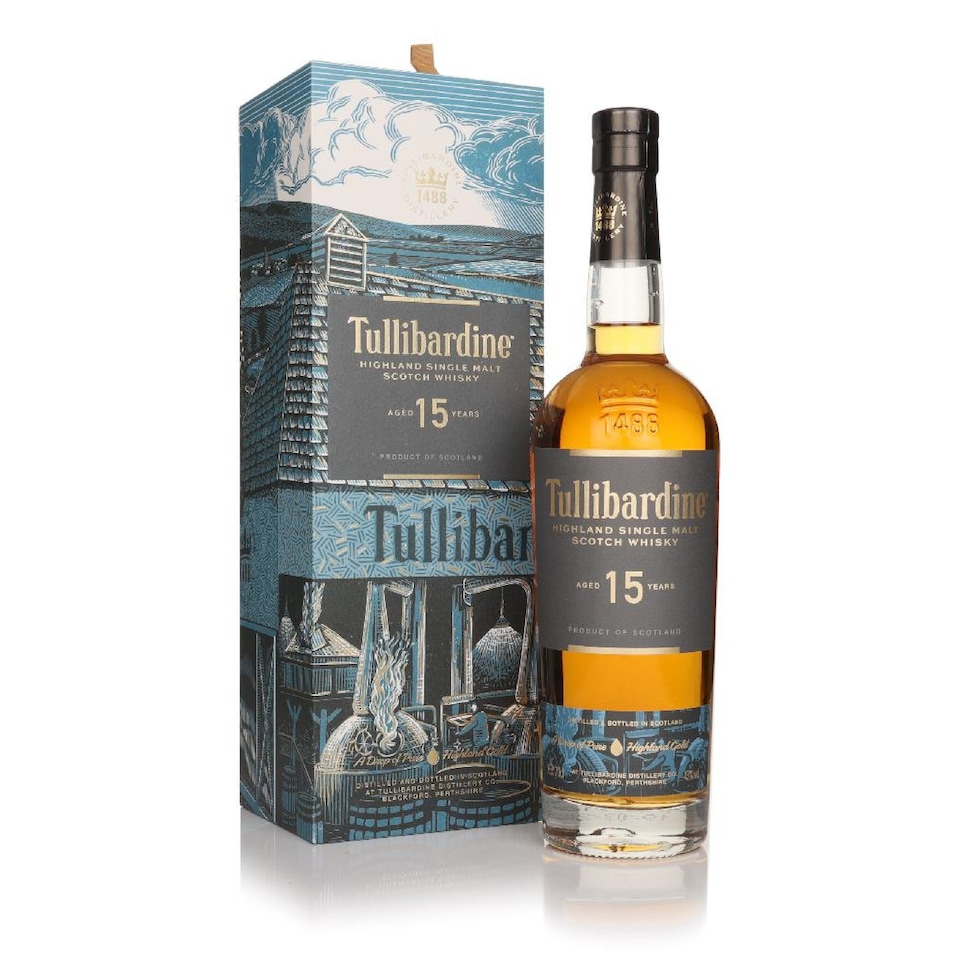 image 1 of Tullibardine - Highland Single Malt Scotch 15 year old Whisky | Multi | Scented aromas of dried hay and Parma violets mingle with cinnamon backed apples and ice cream. Freshly made scones laced with strawberry jam and clotted cream, with hints of sweet barley sugar and warming spices that linger on the tongue to finish. | 1