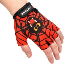 Meteor Kids Bike Gloves – Breathable, Non-Slip, Padded for Comfort & Safety Red | Spider | JR XS