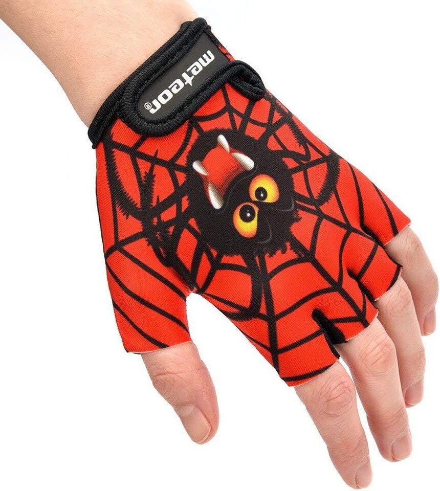 image 1 of Meteor Kids Bike Gloves – Breathable, Non-Slip, Padded for Comfort & Safety | Red | Spider | XS