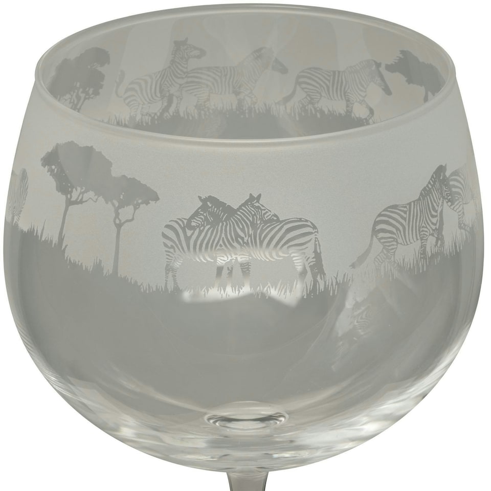 image 1 of Animo Glass Etched Gin Balloon Glass Zebra