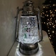 image 2 of 24cm Christmas  Water Spinner Antique Silver Effect Hurricane Lantern Style with Snowman & Penguin Scene