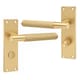 image 2 of Golden Grace 1 Pair Victorian T-Bar Linear Design Bathroom Door Handle Satin Brass Metal Tubular Latch Mortise Lock Set with Fixing Screws - 150mm x 40mm