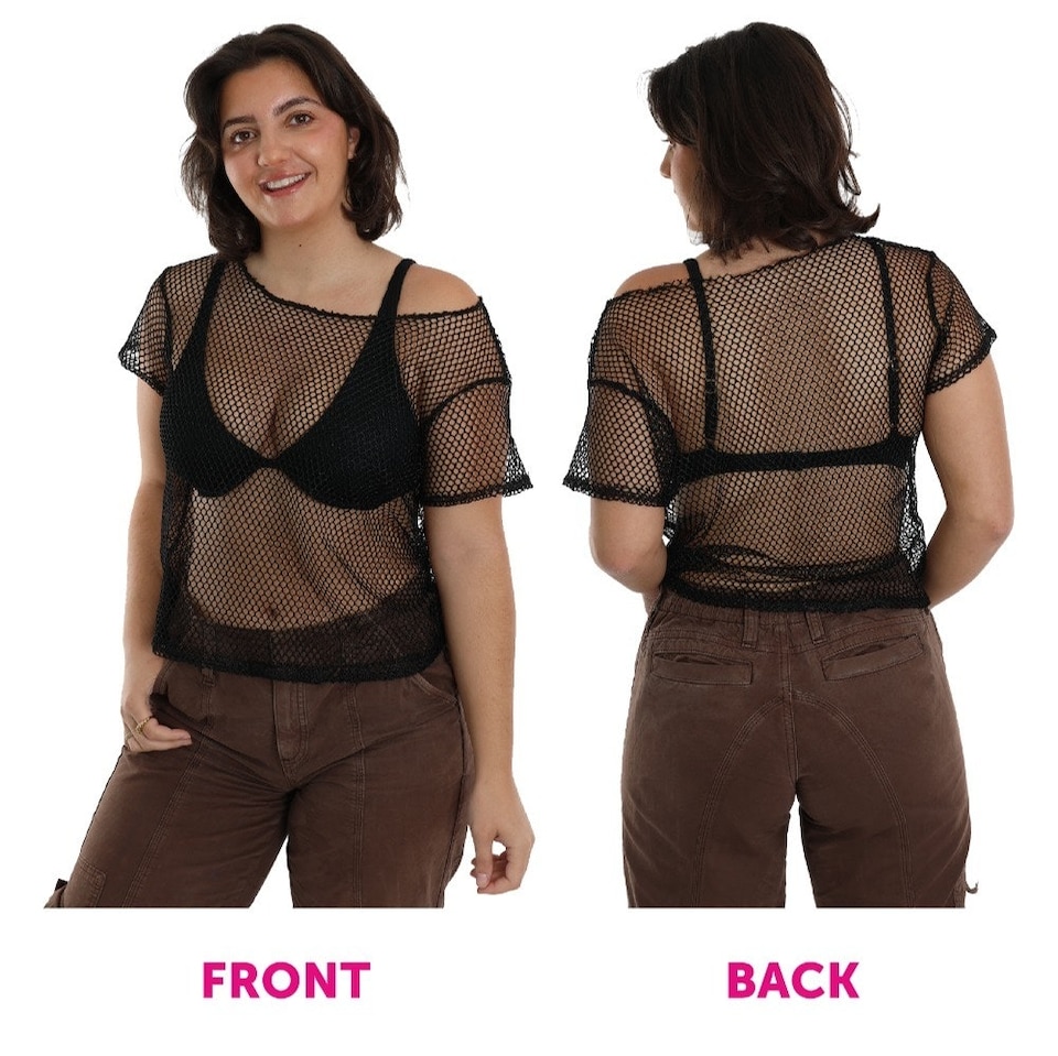 image 1 of Black 80s Mesh top | Black | 2XL